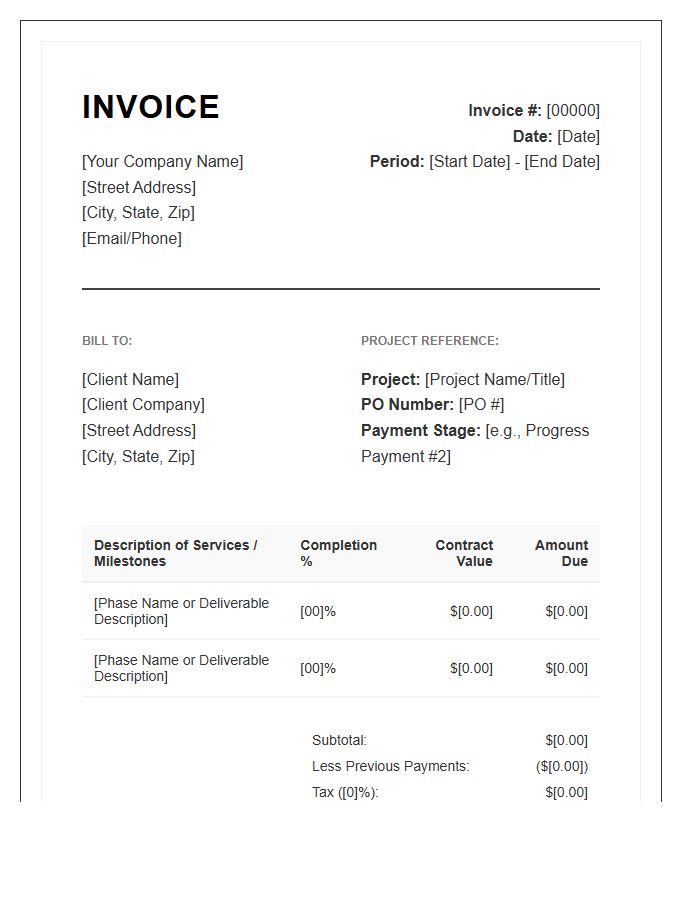 Professional Services Interim Progress Payment Invoice Template