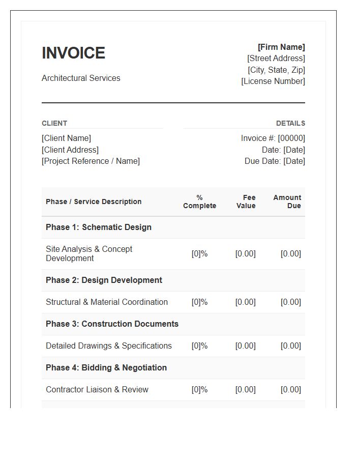 Staged Architectural Services Invoice Template