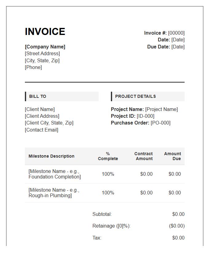 Construction Milestone Billing Invoice Template