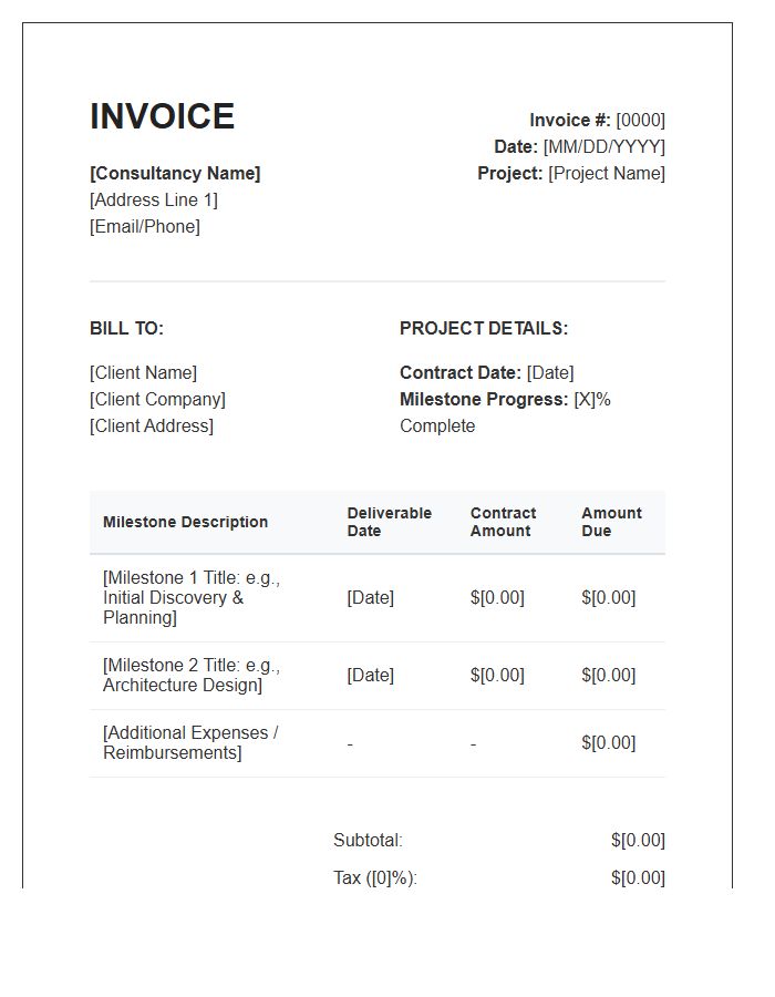 Consulting Milestone Billing Invoice Template