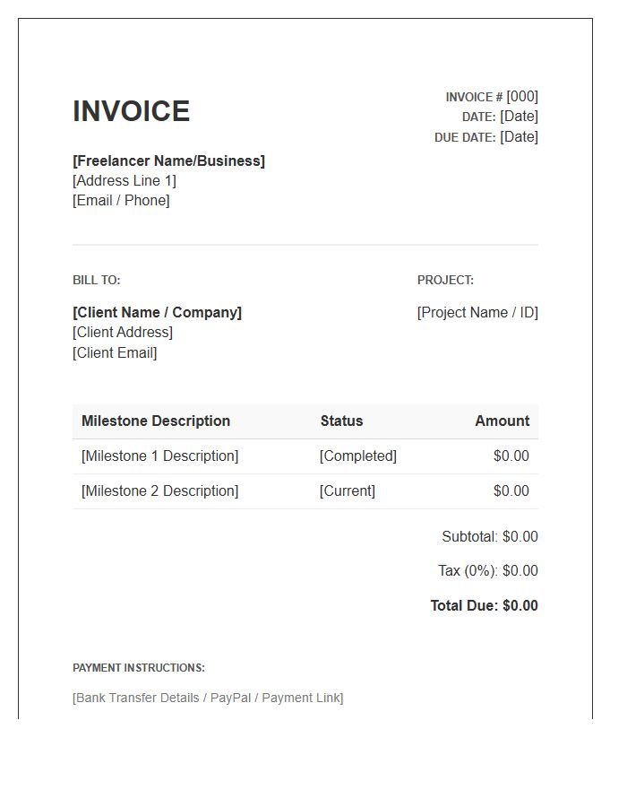 Freelance Milestone Billing Invoice Template