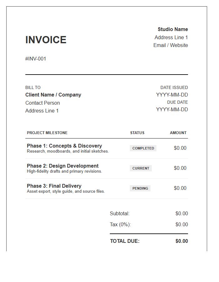 Graphic Design Milestone Invoice Template