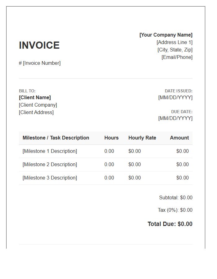Hourly Rate Milestone Invoice Template