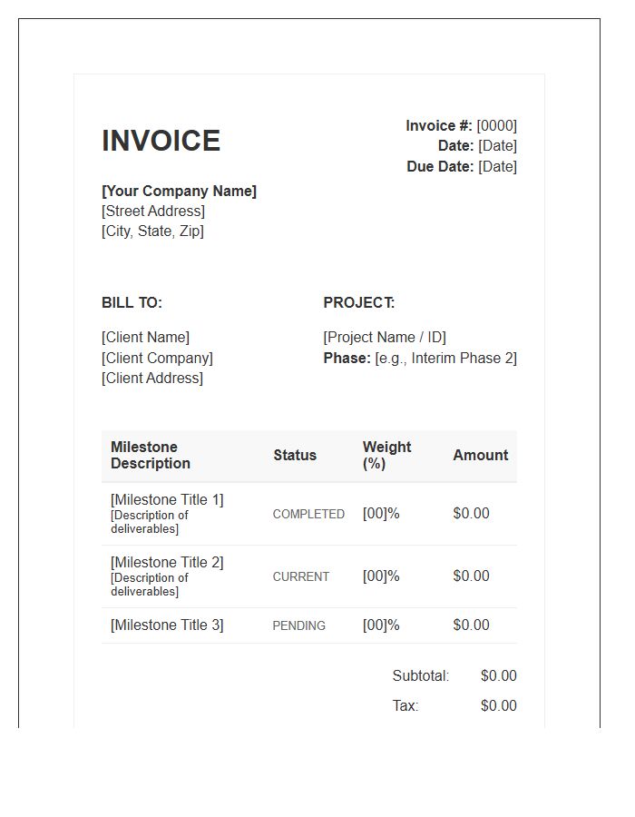 Interim Milestone Billing Invoice Template