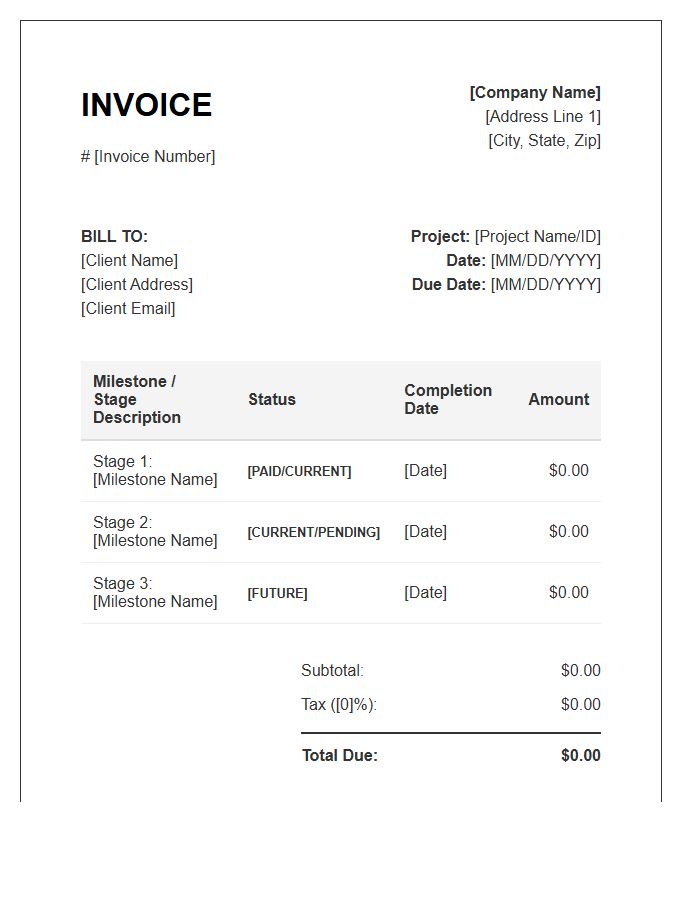 Multi Stage Milestone Invoice Template