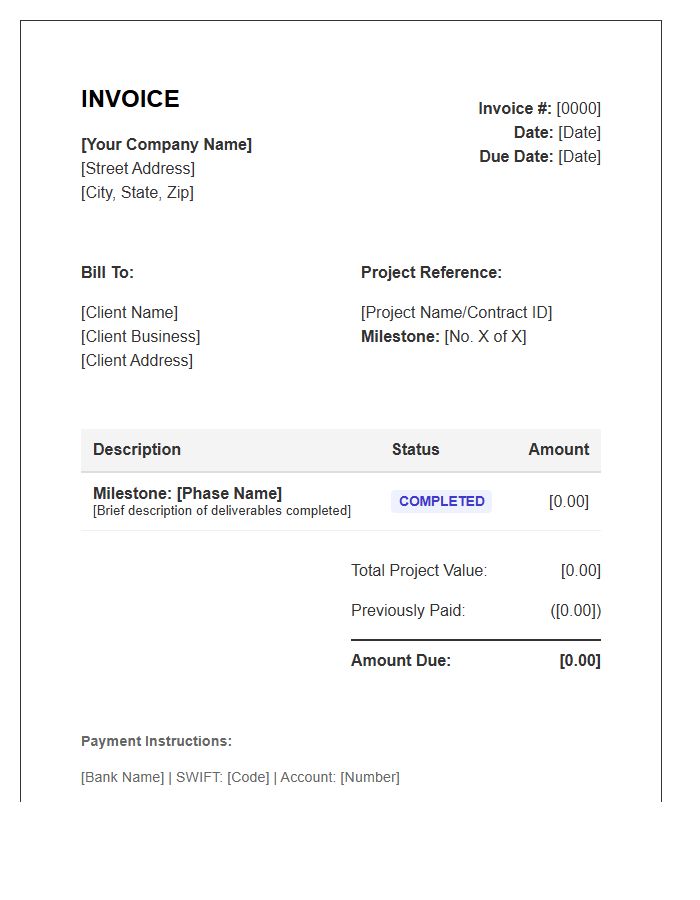 Partial Payment Milestone Invoice Template