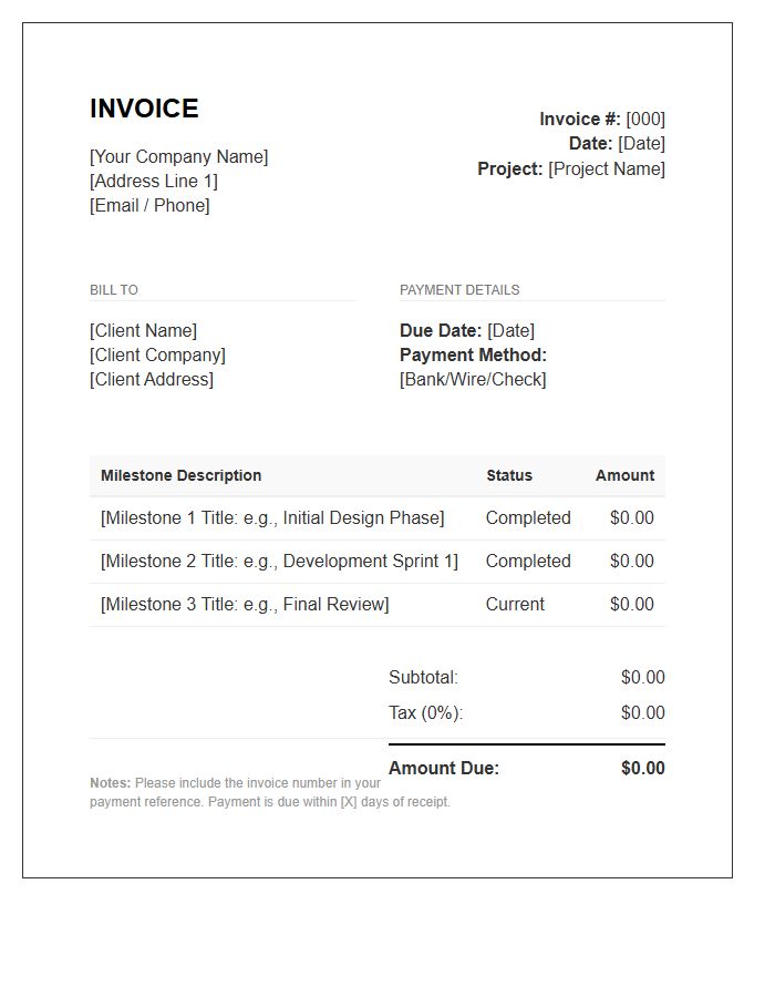 Project Milestone Billing Invoice Template