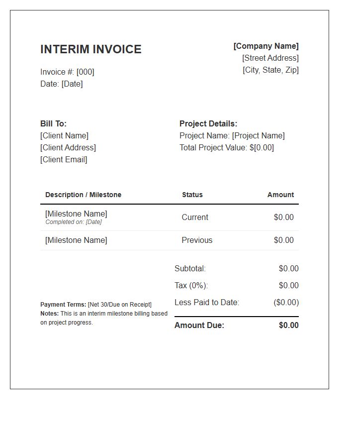 Standard Interim Milestone Invoice Template