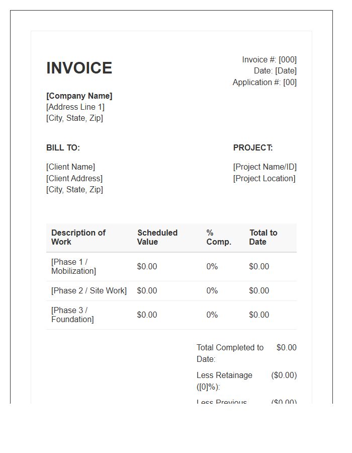 General Contractor Incremental Billing Invoice Template