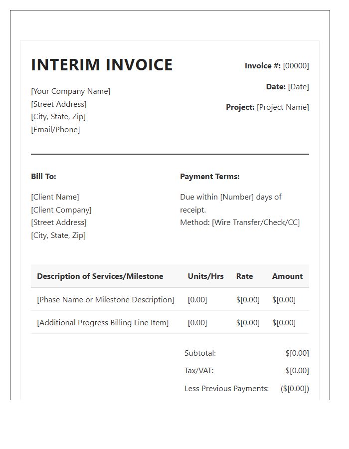 Professional Contractor Interim Invoice Template