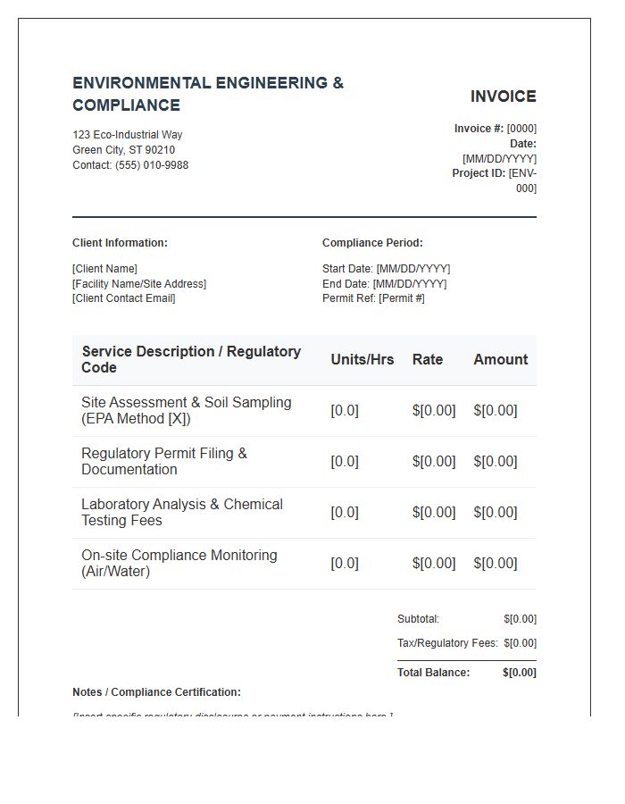 Environmental Engineering Compliance Invoice Template