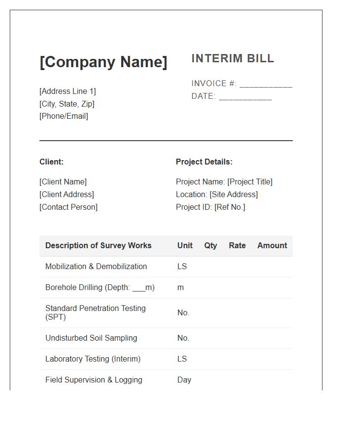 Geotechnical Survey Interim Bill Invoice Template