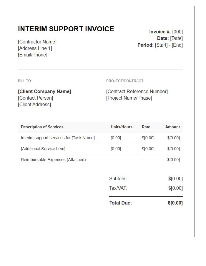 Contract Interim Support Invoice Template