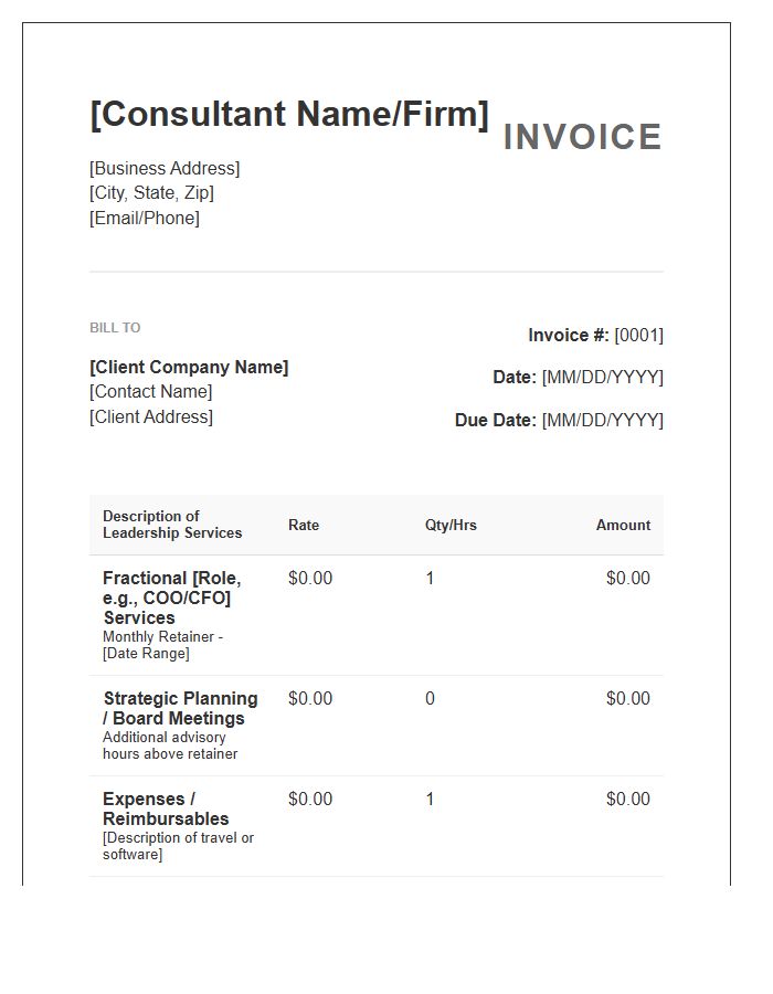 Fractional Business Leadership Invoice Template