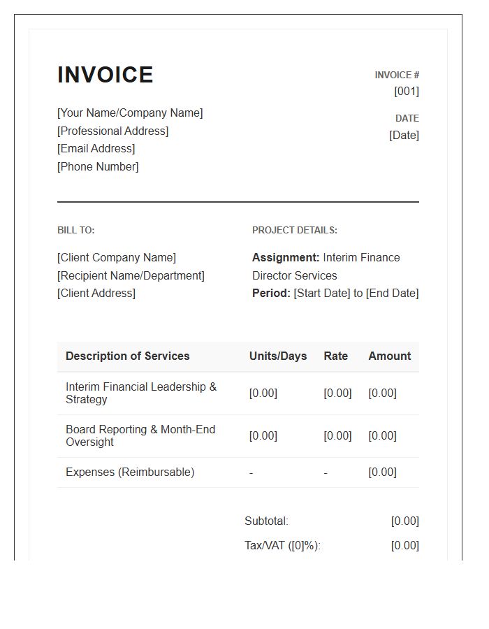Interim Finance Director Invoice Template