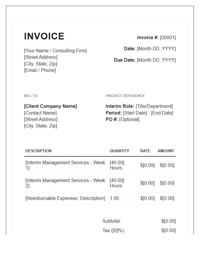 Interim Management Consulting Invoice Template