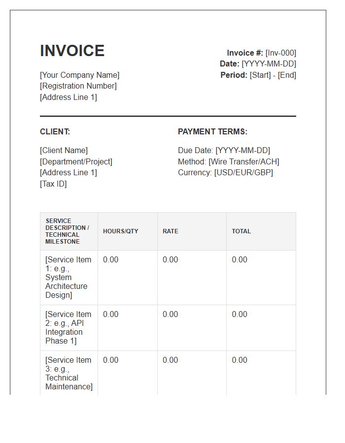 Technical Interim Service Invoice Template