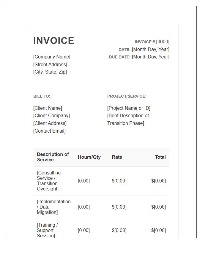 Transitional Business Service Invoice Template