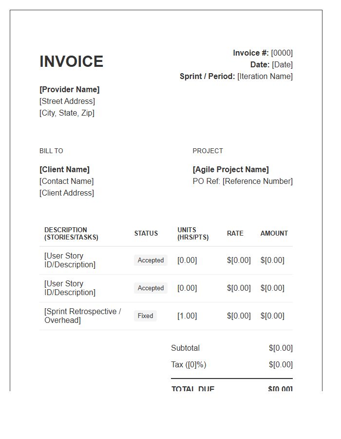 Agile Project Interim Invoice Template