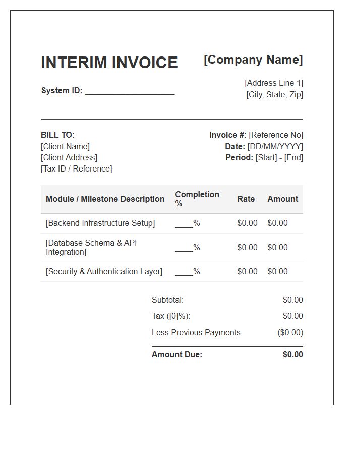 Backend Systems Interim Invoice Template
