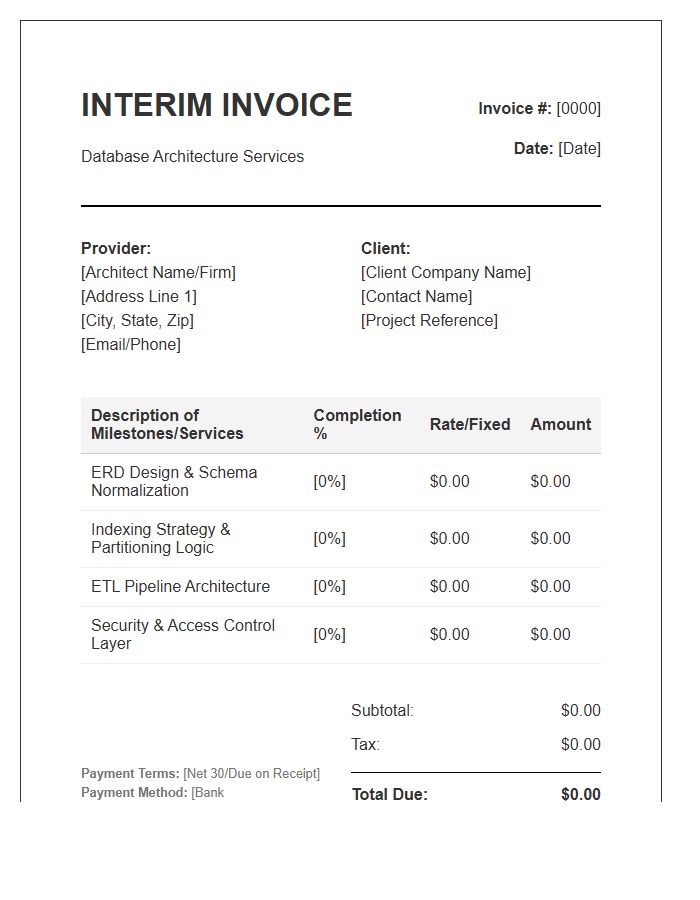 Database Architecture Interim Invoice Template