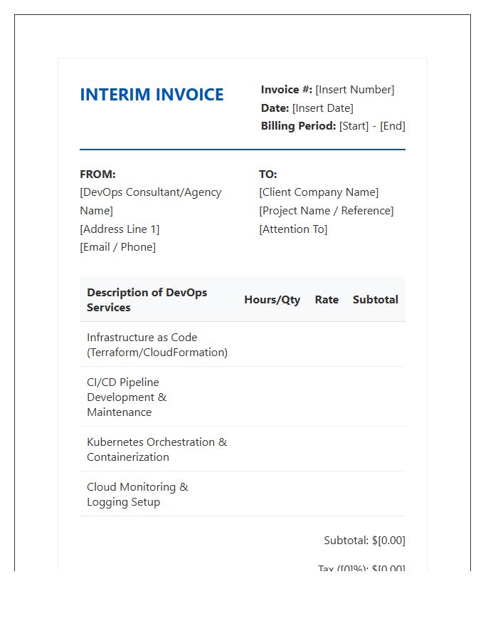 DevOps Services Interim Invoice Template