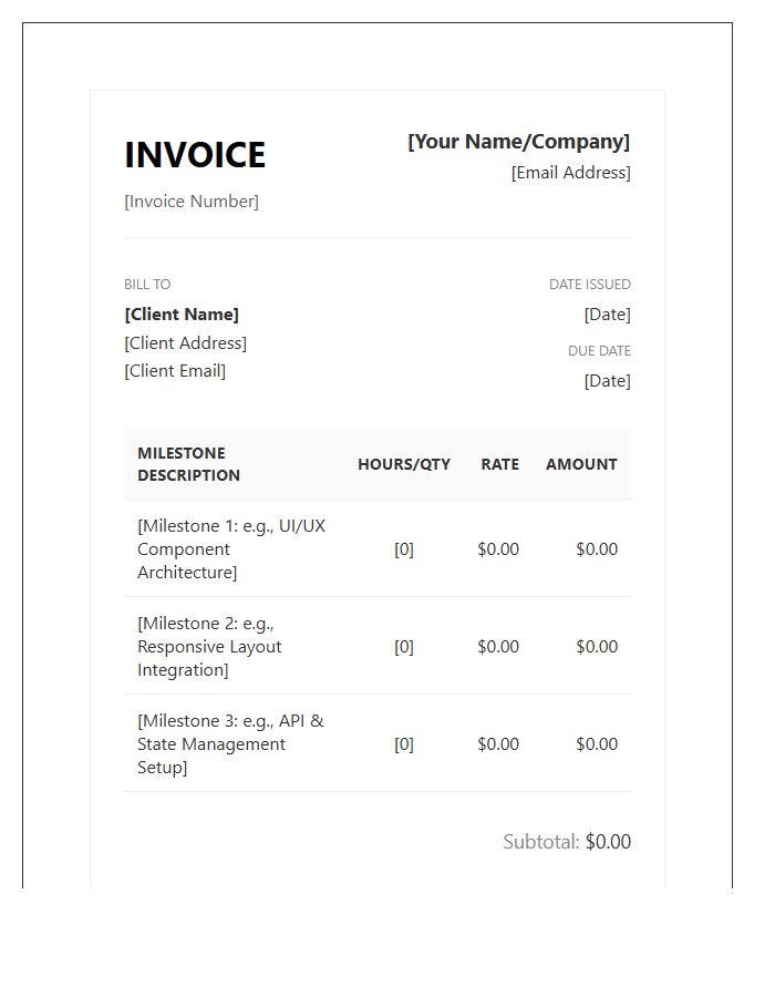 Frontend Coding Milestone Invoice Template