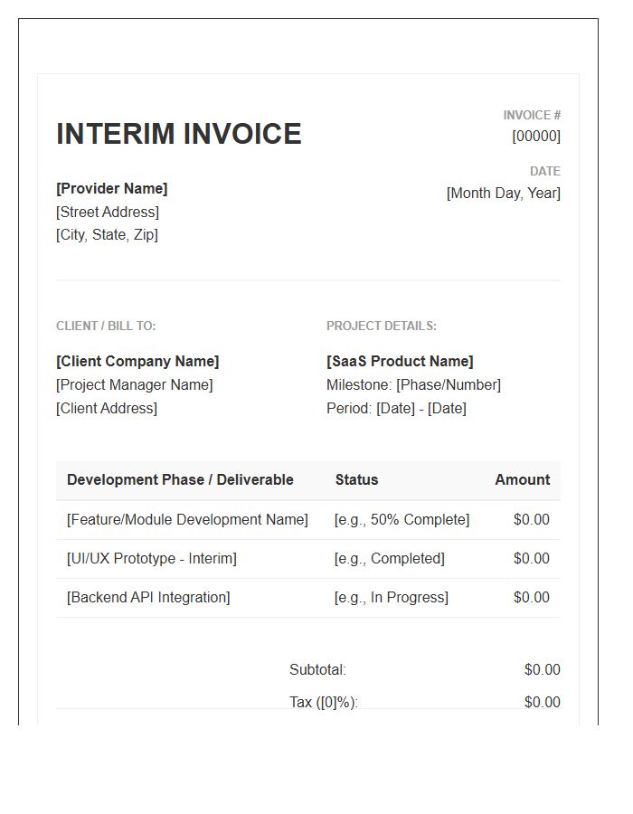 SaaS Product Development Interim Invoice Template