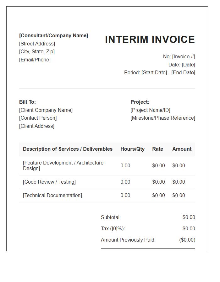 Software Consulting Interim Invoice Template