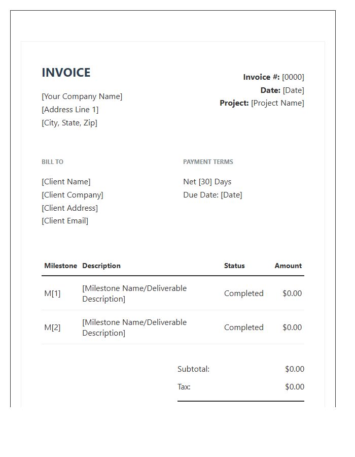 Software Development Milestone Invoice Template