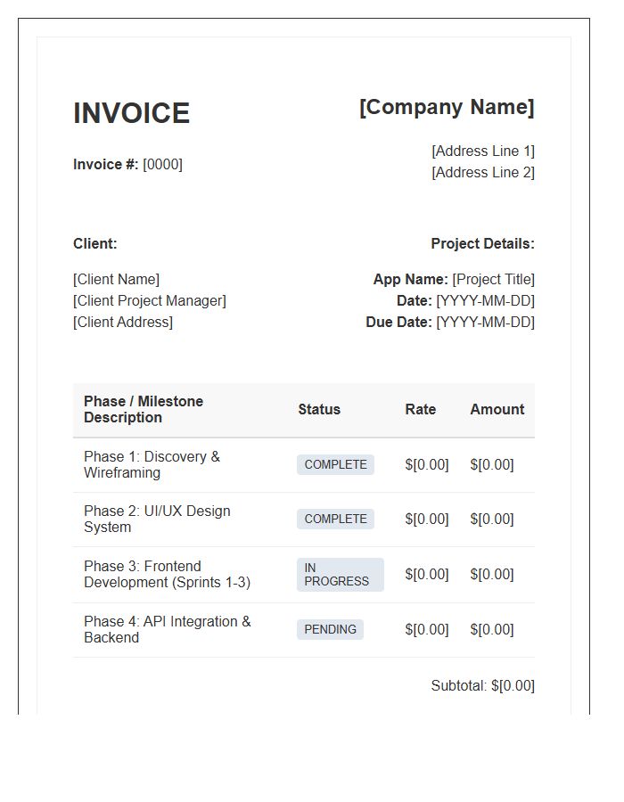 Web Application Phase Billing Invoice Template