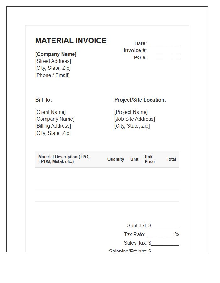 Commercial Roofing Material Billing Invoice Template