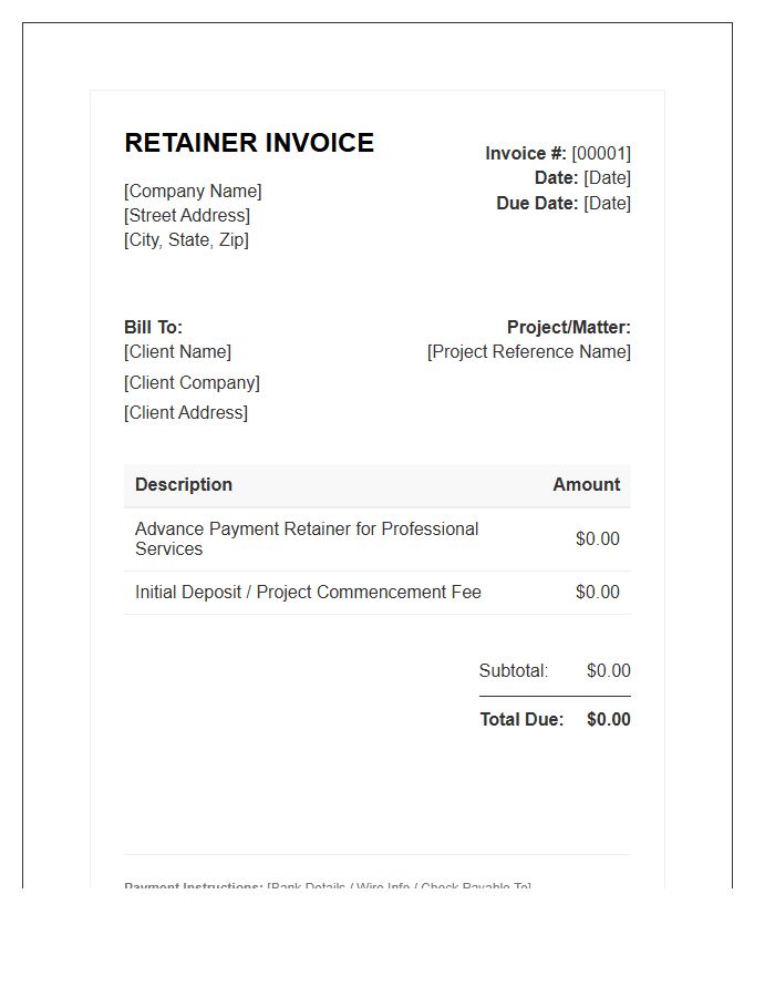 Advance Payment Retainer Invoice Template