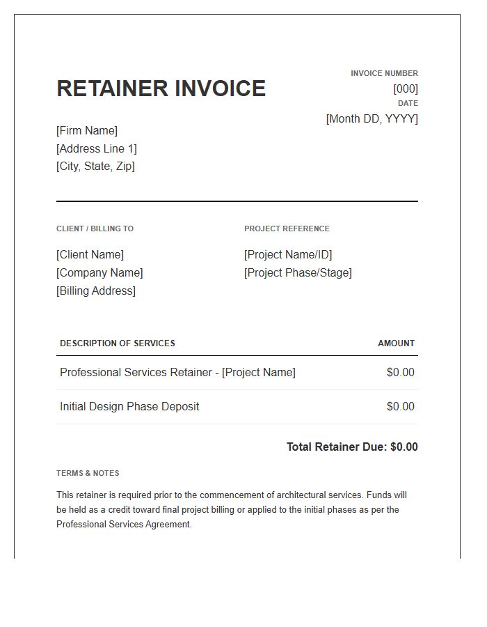 Architecture Project Retainer Invoice Template