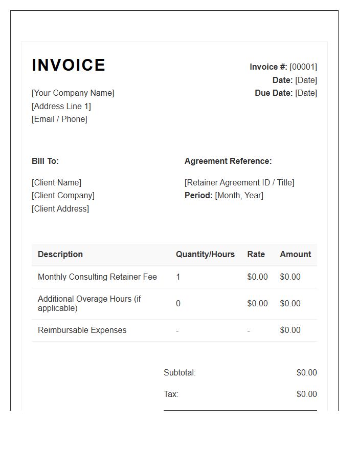 Consulting Retainer Agreement Invoice Template