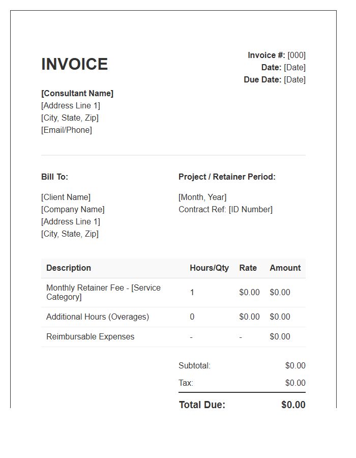 Freelance Consultant Retainer Invoice Template