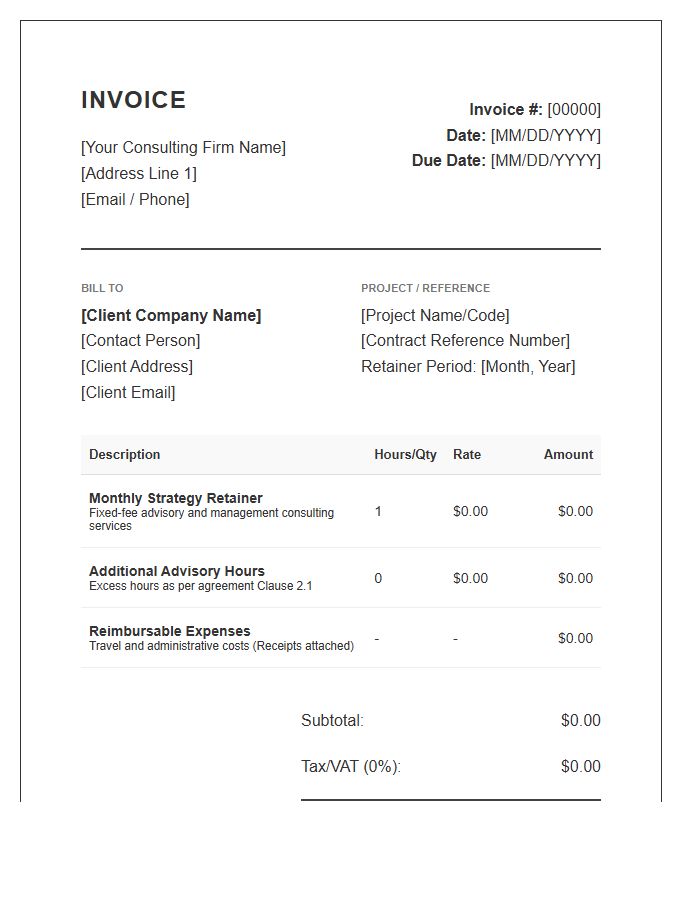 Management Consulting Retainer Invoice Template