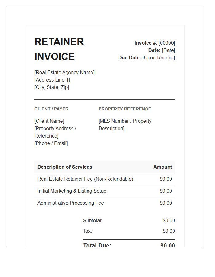 Real Estate Retainer Invoice Template