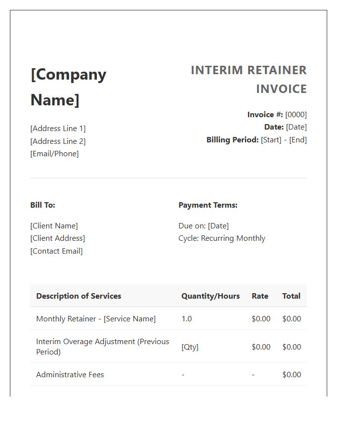 Recurring Interim Retainer Invoice Template