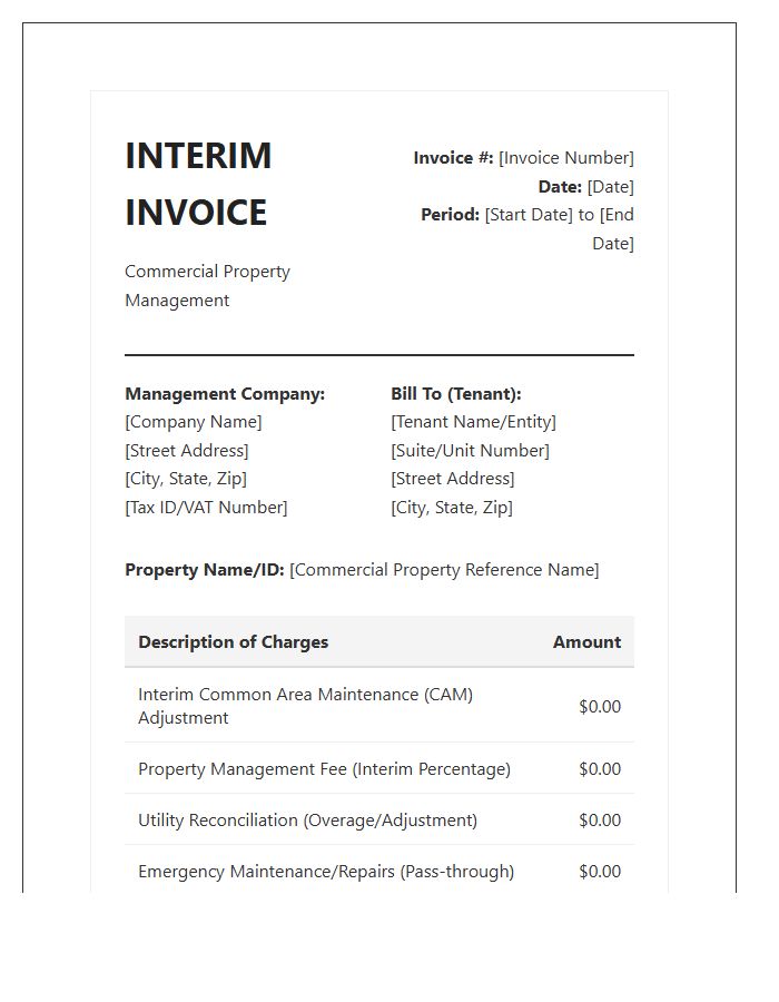 Commercial Property Management Interim Invoice Template