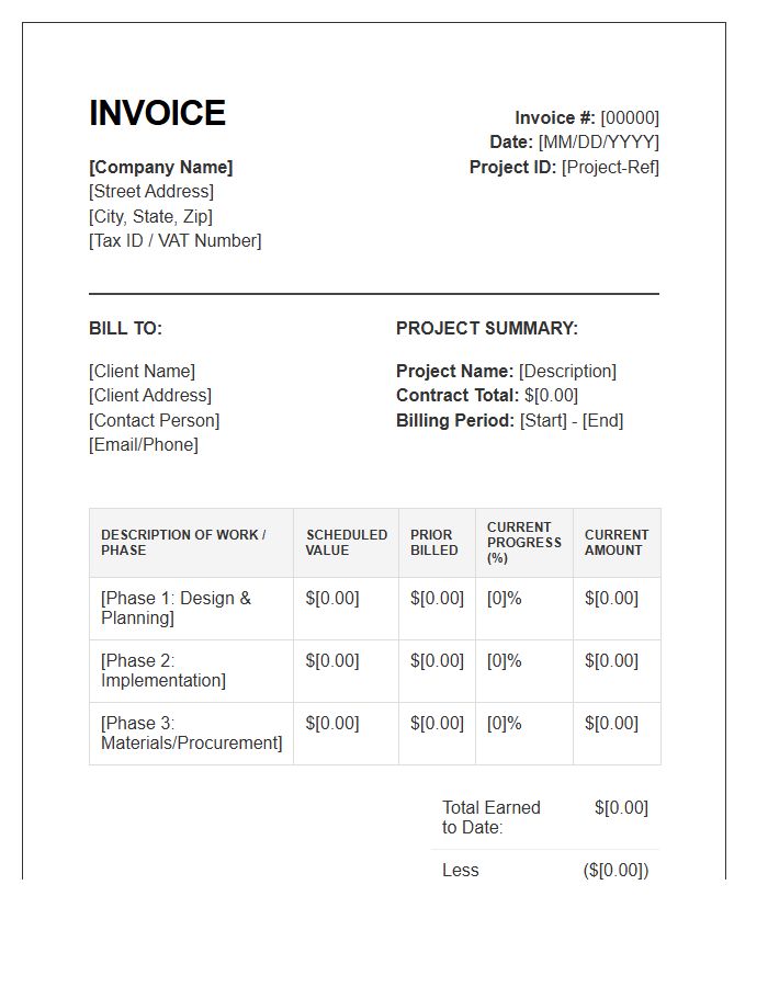 Corporate Progress Billing Invoice Template