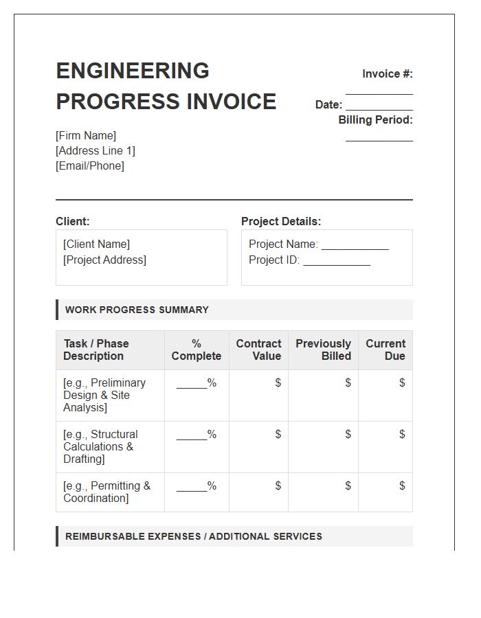 Engineering Progress Report Invoice Template