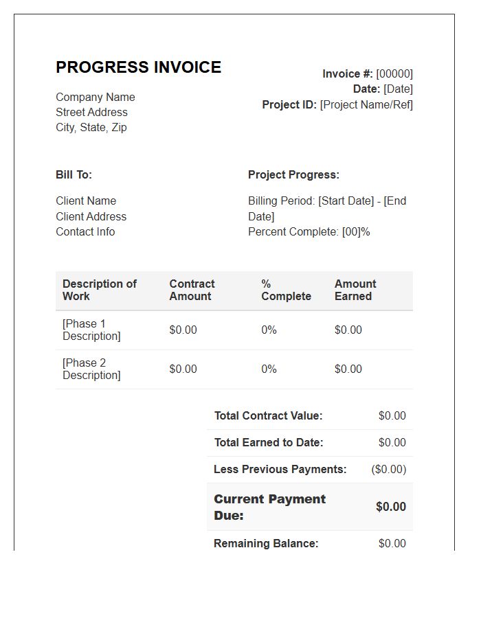 Partial Payment Progress Invoice Template