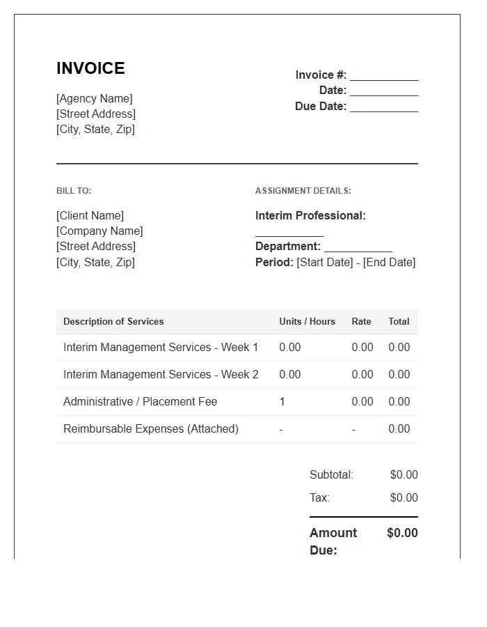 Agency Interim Services Invoice Template