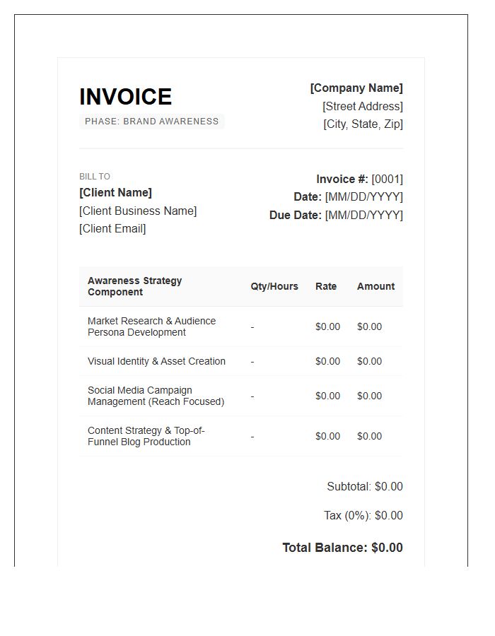 Brand Awareness Phase Invoice Template