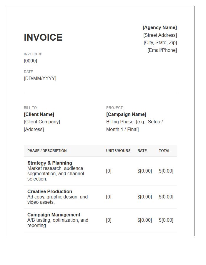 Digital Advertising Phase Invoice Template