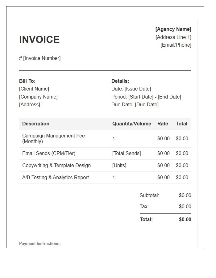 Email Marketing Campaign Periodic Invoice Template