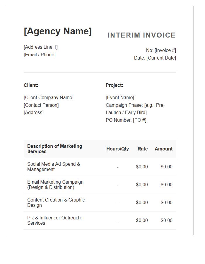 Event Marketing Campaign Interim Invoice Template