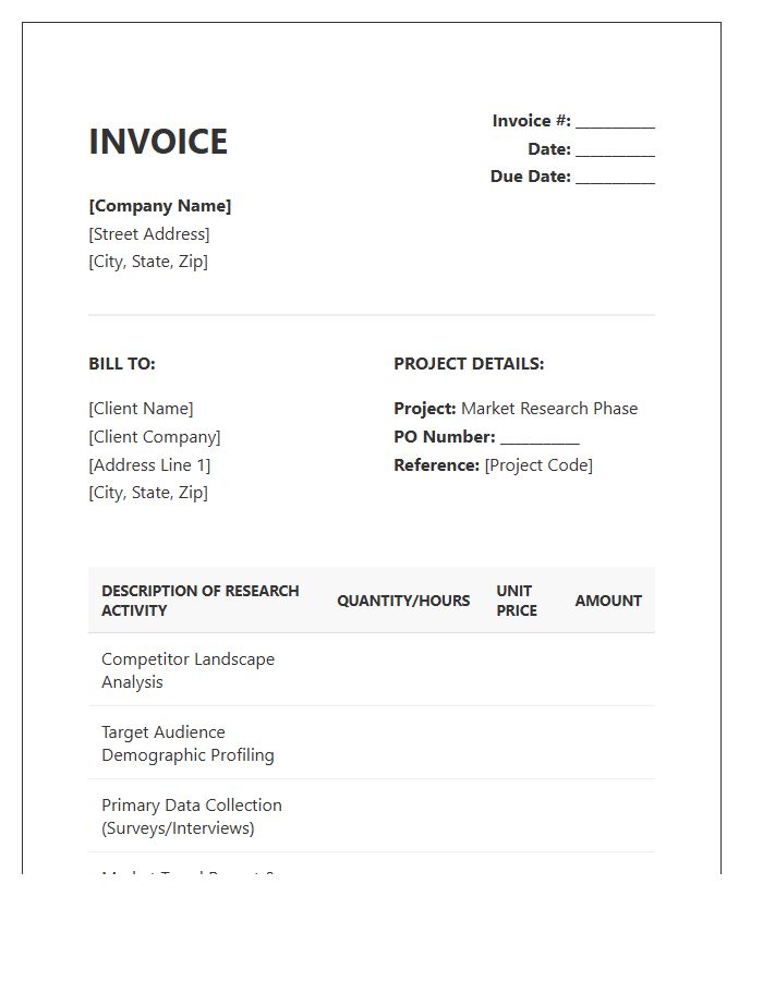 Market Research Phase Invoice Template