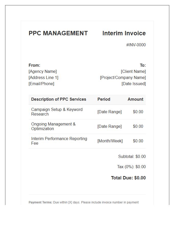 Pay Per Click Management Interim Invoice Template